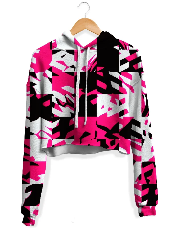 Clean Patterns Pink Digital Fleece Crop Hoodie