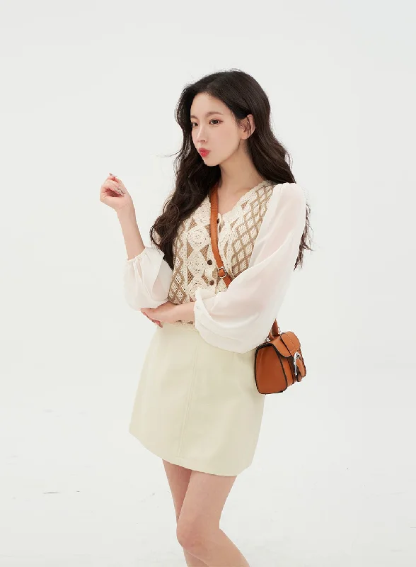 Sophisticated Weekend Lace Vest Blouse BM29