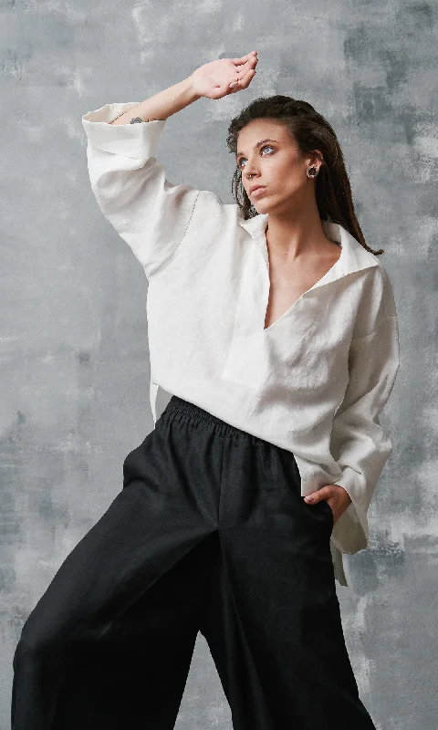 Casual Fitwear Flared Sleeves Linen Shirt