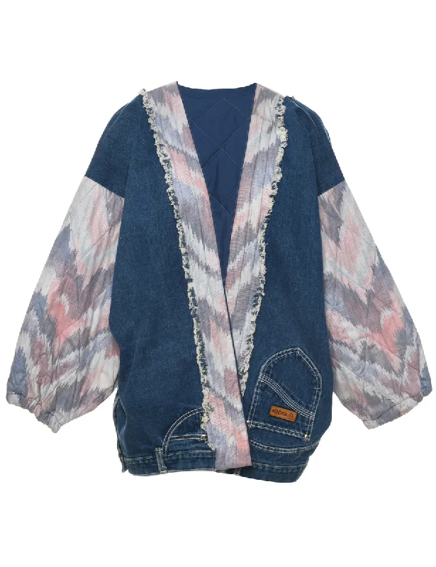 Sophisticated Chic Patchwork Denim Jacket - XXL