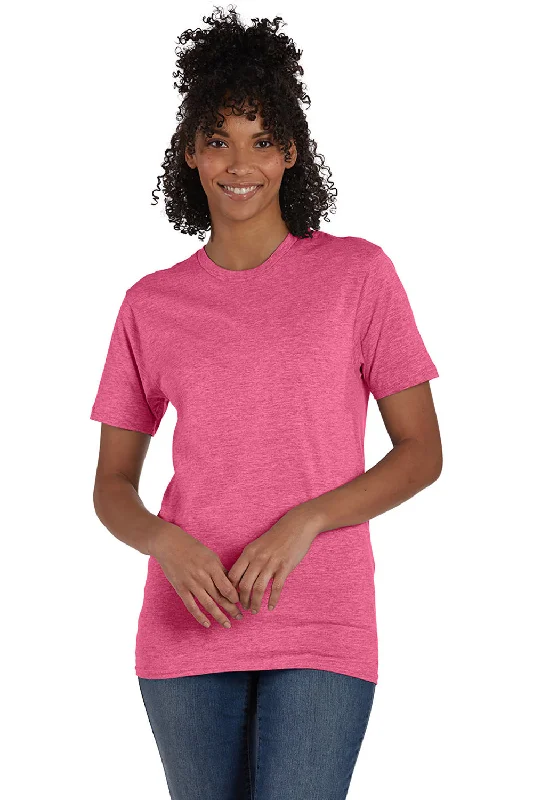 Bold Monochrome Hanes Mens Nano-T Short Sleeve Crewneck T-Shirt - Heather Wow Pink