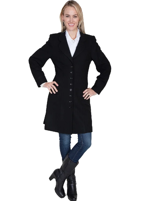 Sporty Essentials Scully Womens Black 100% Wool Vintage Frock Coat