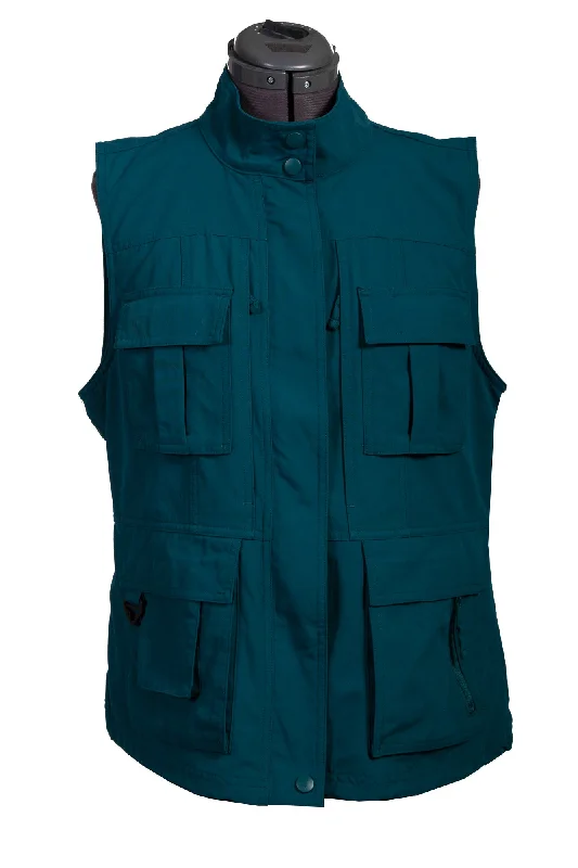 Simplified Chic Scully Womens Deep Teal Nylon Multi-Pocket Vest