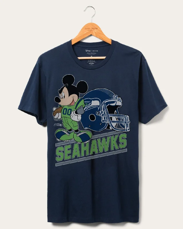 Soft Monochrome Seahawks Disney Mickey Came to Play Fan Tee