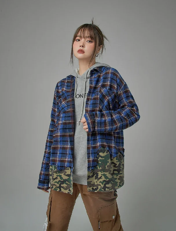 Sporty Modern Looking For Unusual Plaid Camo Shirt