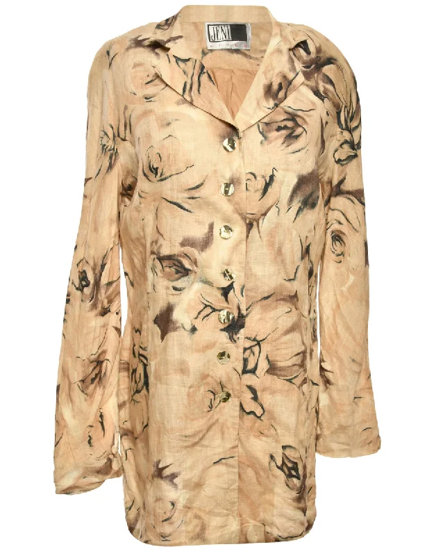 Relaxed Statement Floral Pattern Jacket - M