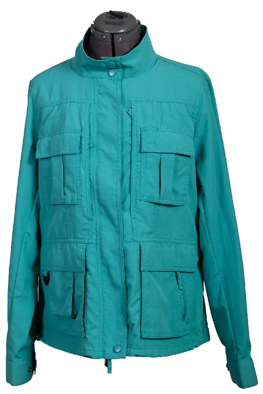 Relaxed Monochrome Look Scully Womens Teal Nylon Multi-Pocket Jacket