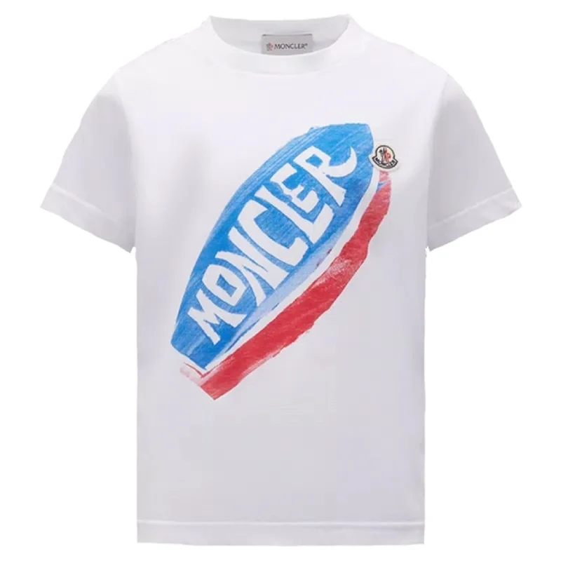 Sporty Essentials Moncler T-Shirt White & Light Blue