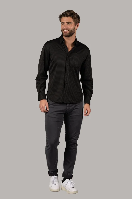 Earthy Minimalism Black Check Jacquard Shirt