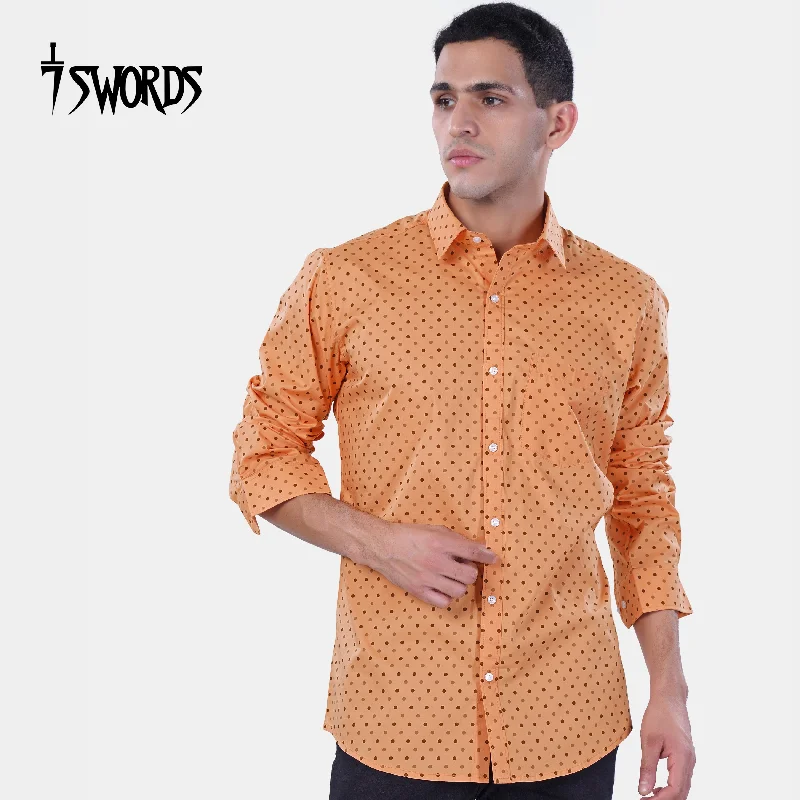 Casual Rugged 7swords-Apricot Brown with Sepia Brown Dotted Premium Cotton Shirt