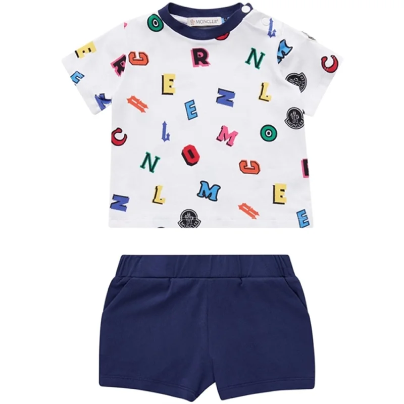 Elevated Classics Moncler T-Shirt og Shorts Sæt White & Blue