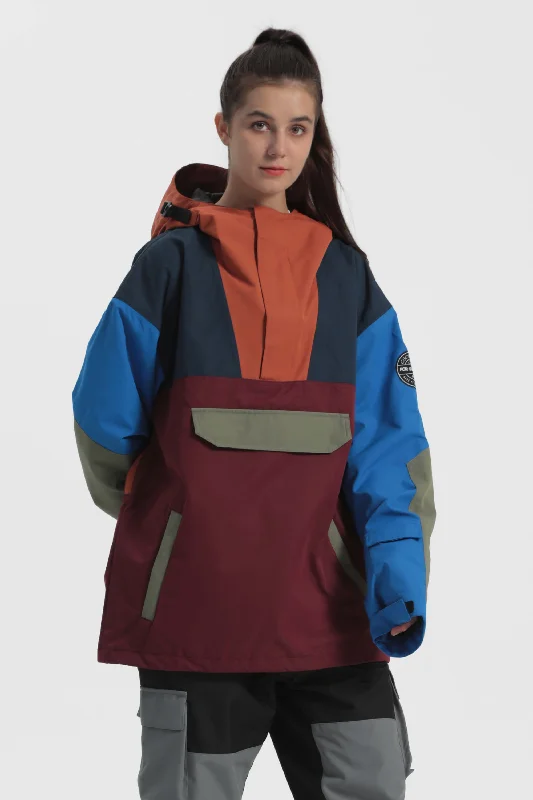 Retro Sportwear Women's Orange & Blue Color-Block Insulated Snow Anoraks