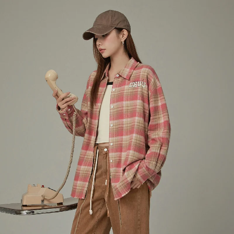 Sporty Fit Look Basic Checked Boxy Shirt