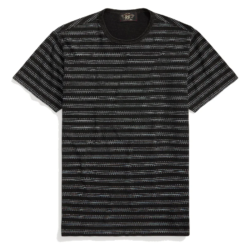 Soft Layers RRL by Ralph Lauren Indigo Striped Jersey T-Shirt Black Multi