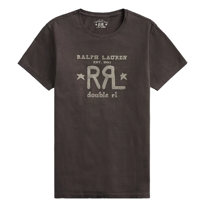 Fashionable Classics RRL by Ralph Lauren Graphic Logo T-Shirt Faded Black Canvas