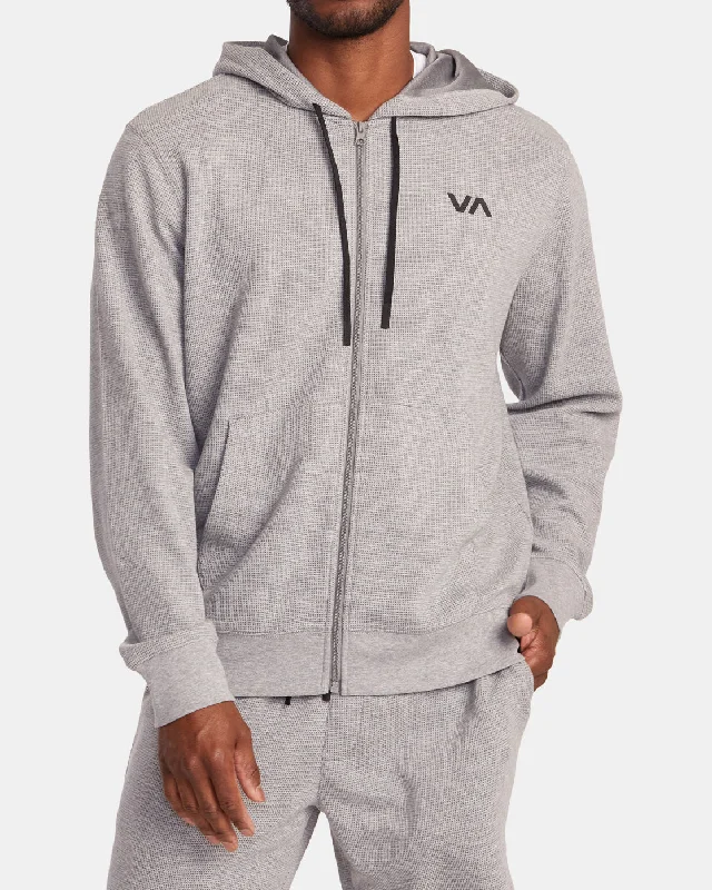 Modern Basics C-Able Waffle Knit Zip Hoodie - Heather Grey