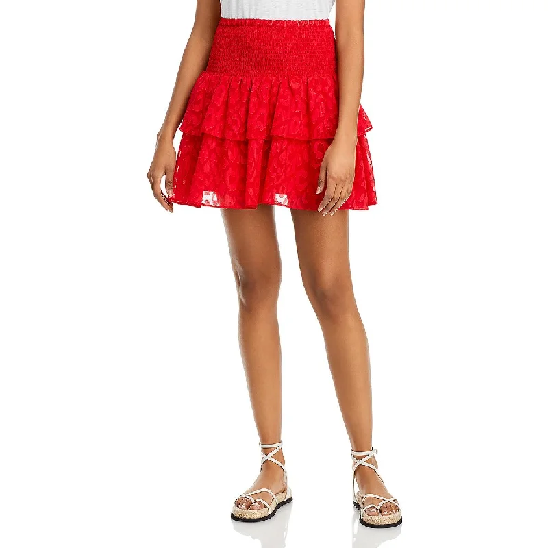 Structured Fit Milly Womens Ruffled Mini Mini Skirt