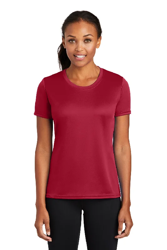 Modern Pastels Port & Company Womens Dry Zone Performance Moisture Wicking Short Sleeve Crewneck T-Shirt - Red