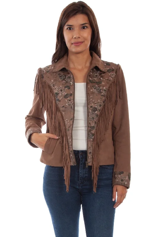 Monochrome Street Scully Womens Sand Leather Beaded Yoke Jacket