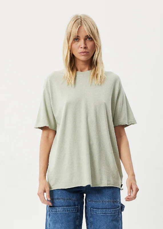 Simplistic Monochrome AFENDS Womens Slay - Oversized Tee - Eucalyptus