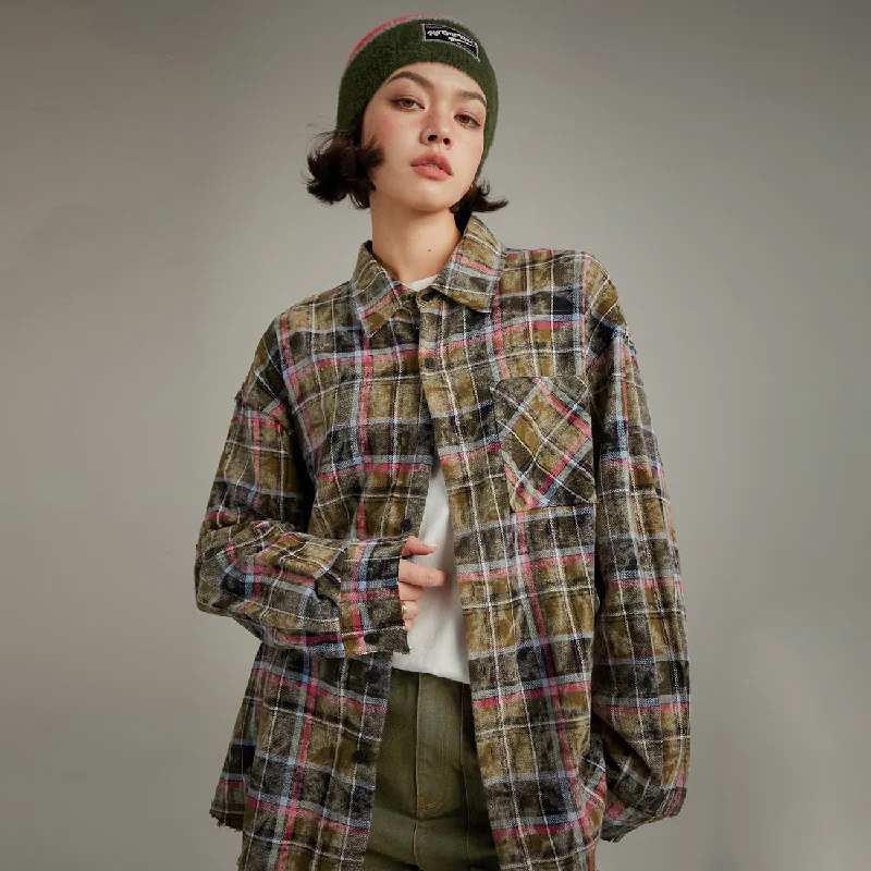 Rugged Chic Vintage Check Long Sleeve Shirt