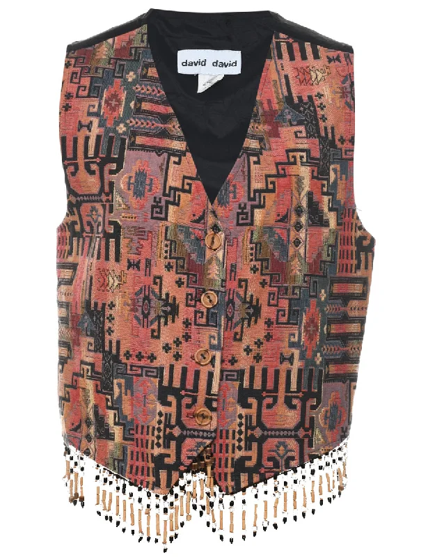 Soft Monochrome Ikat Pattern Waistcoat - L