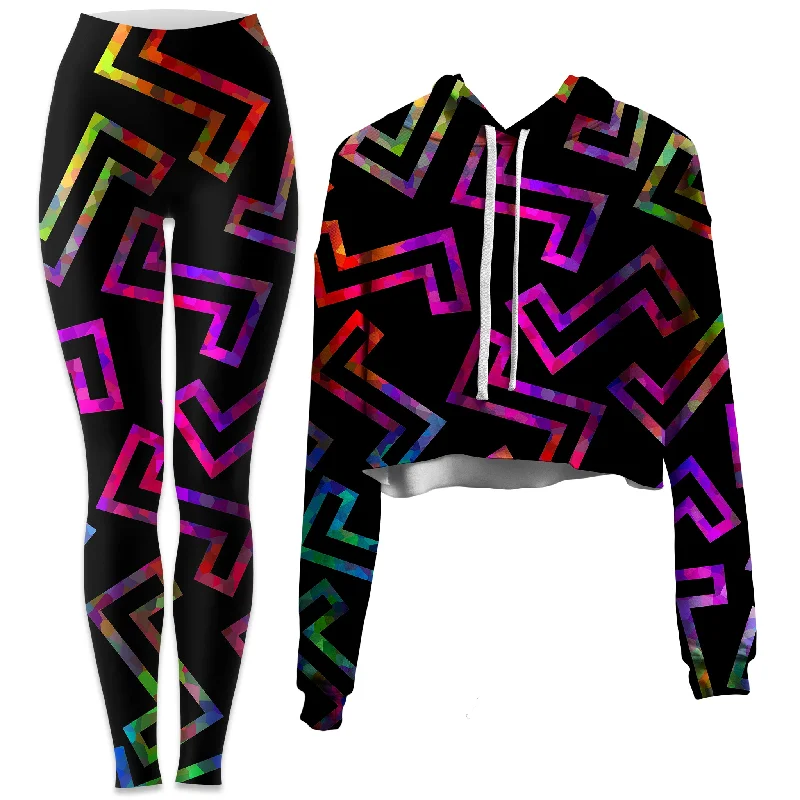 Classic Weekend Sparkle Geometric Crop Hoodie and Leggings Combo