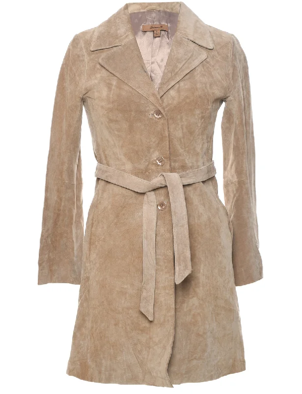 Contemporary Sporty Light Brown Suede Jacket - S