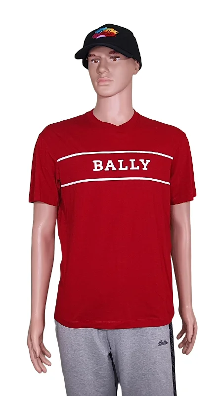 Chic Simplicity Bally 6240605 Men's Red Cotton Printed Logo T-Shirt