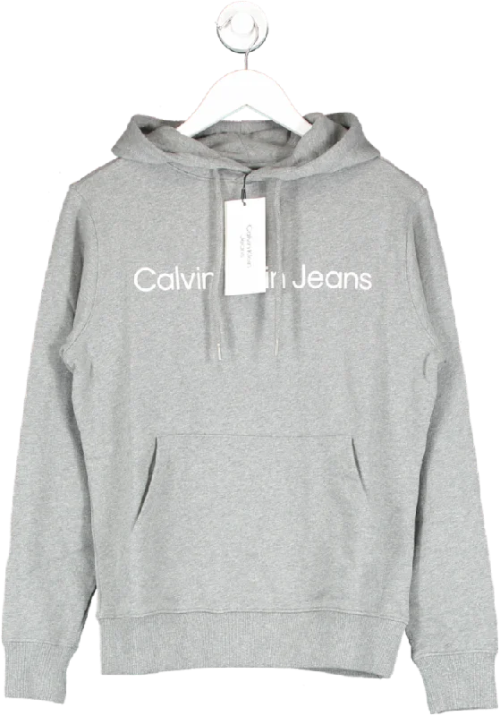 Timeless Street Calvin Klein Grey Mid-grey Logo Hoodie UK XXS