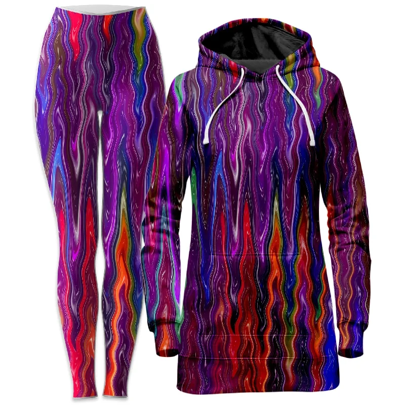 Sporty Essentials Trippy Vibes Hoodie Dress and Leggings Combo