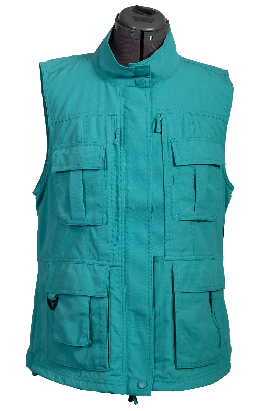 Retro Patterns Scully Womens Teal Nylon Petite Pocket Vest