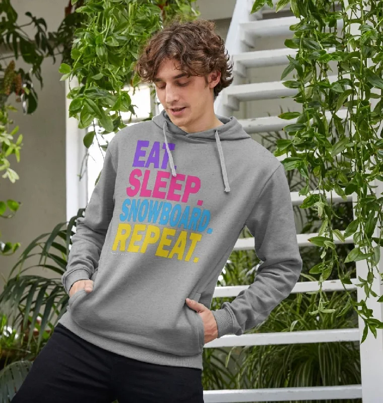 Structured Fit Men's Eat Sleep Snowboard Repeat Organic Pullover Hoodie