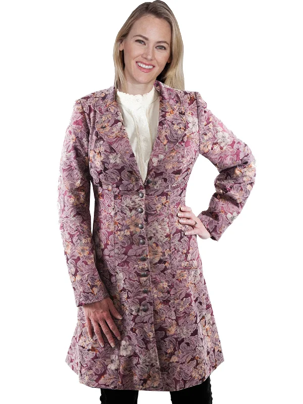 Minimalist Fit Scully Womens Rose Polyester Jacquard Frock Coat