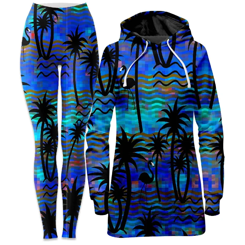 Urban Layered Tropical Dreams Hoodie Dress and Leggings Combo