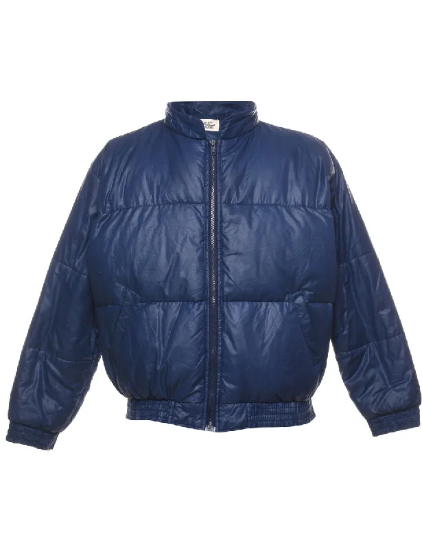 Urban Chic Outfit Navy Zip-Front Classic Puffer Jacket - L