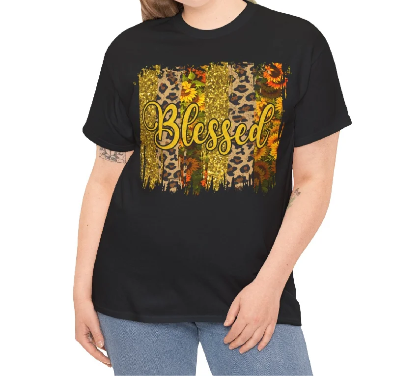 Casual Layers Look Blessed Leopard design | Cotton Tee