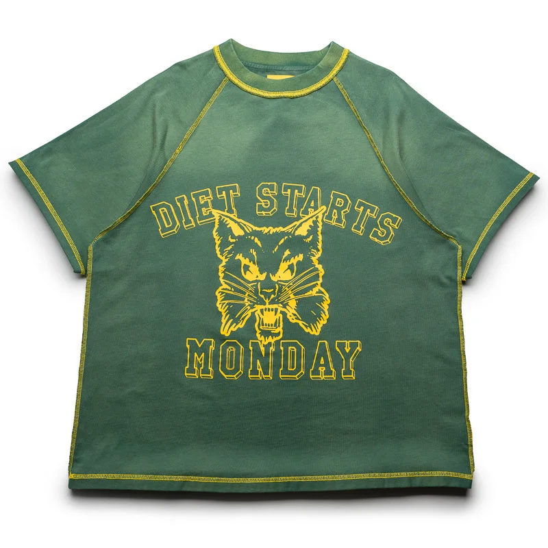 Stylish Monochrome Diet Starts Monday Wildcat Raglan - Hunter/Yellow