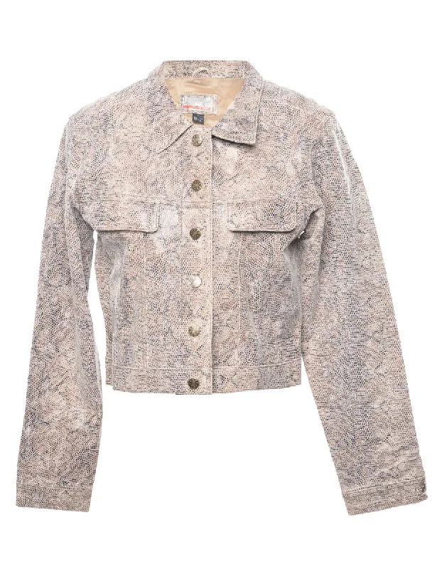 Tailored Rugged Snakeskin Faux Leather Jacket - L