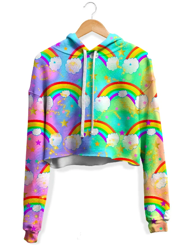 Weekend Rugged Dreaming of Rainbows Fleece Crop Hoodie