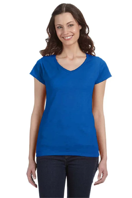 Soft Minimalism Gildan Womens Softstyle Short Sleeve V-Neck T-Shirt - Royal Blue