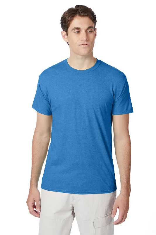 Neutral Streetwear Hanes Mens X-Temp FreshIQ Moisture Wicking Short Sleeve Crewneck T-Shirt - Heather Bonnet Blue