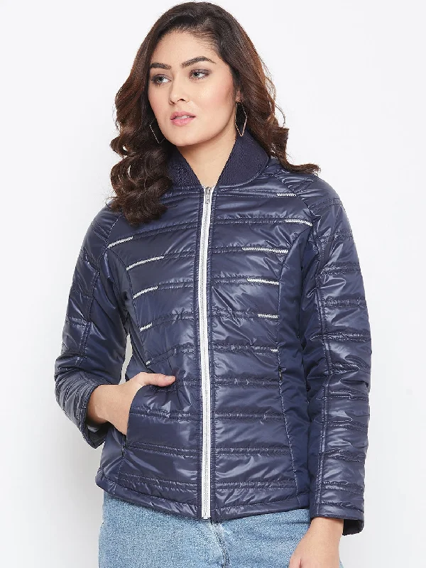 Casual Layers Look JUMP USA Women Blue Solid Padded Jacket