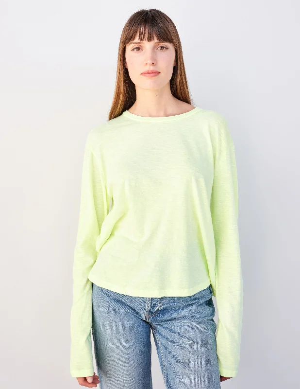 Bold Accessories Sundry Long Sleeve Boxy Crew in Pigment Lime