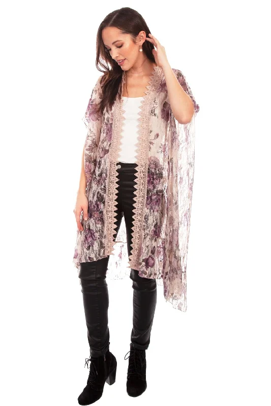 Elegant Sporty Scully Womens Cafe Nylon Printed Lace Duster