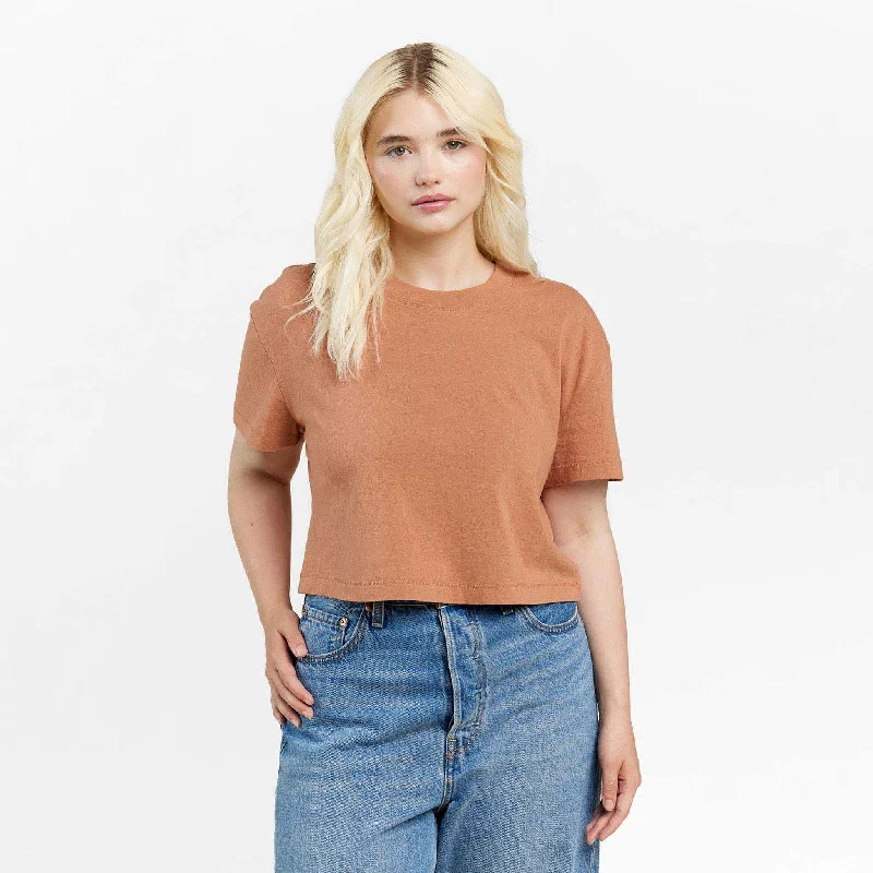 Sleek Prints Vintage Cotton Cropped Tee | Clay