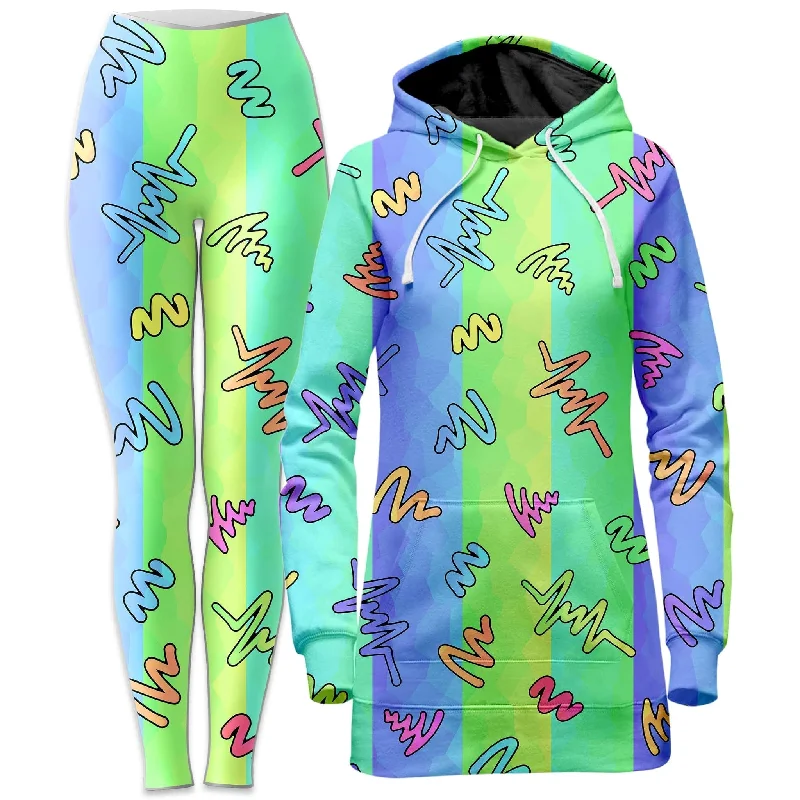 Tailored Pastels Trippy Doodles Hoodie Dress and Leggings Combo