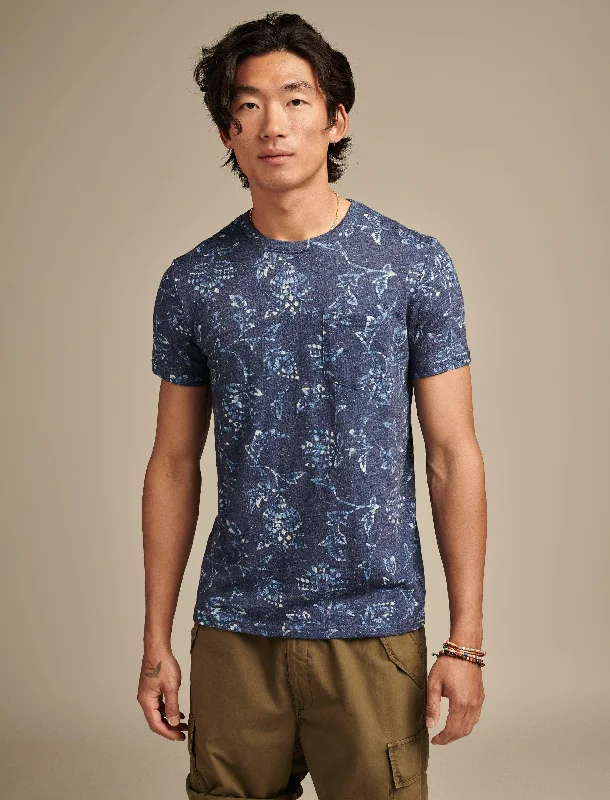 Sporty Essentials Lucky Brand Men's Linen Short Sleeve Pocket Crew Neck Tee