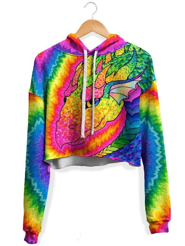 Sporty Fitwear Rainbow Dragon Fleece Crop Hoodie