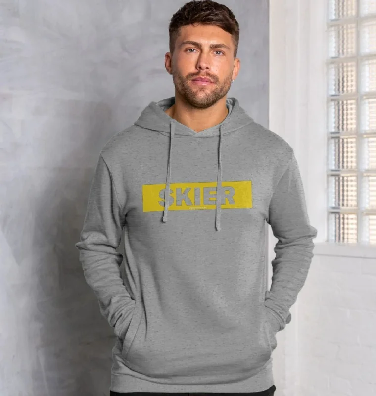 Relaxed Statement Men's Skier Censor Bar Organic Pullover Hoodie